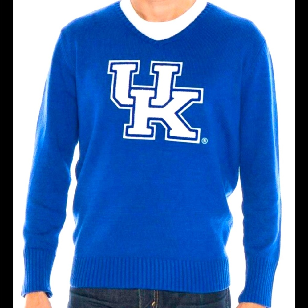BLUE cheerleading sweater HALLOWEEN Alma Mater V-neck  School Spirit UK LOGO XL